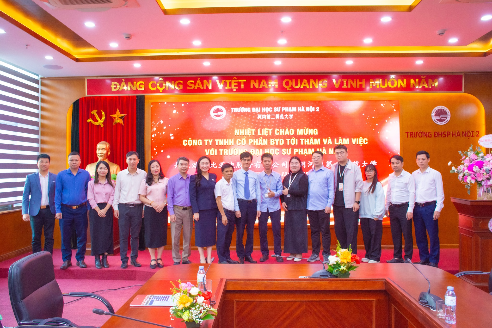 TRƯỜNG ĐẠI HỌC SƯ PHẠM HÀ NỘI 2 ĐÓN TIẾP CÔNG TY TNHH CỔ PHẦN BYD ĐẾN THĂM VÀ LÀM VIỆC